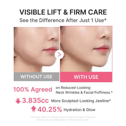 PDRN Collagen Gua Sha Neck Wrinkle Cream | Built-In Gua Sha Massager with Volufiline 5% + PDRN | Firming, Contour Care for the Look of Fine Lines, Jawline, Neck, Décolleté