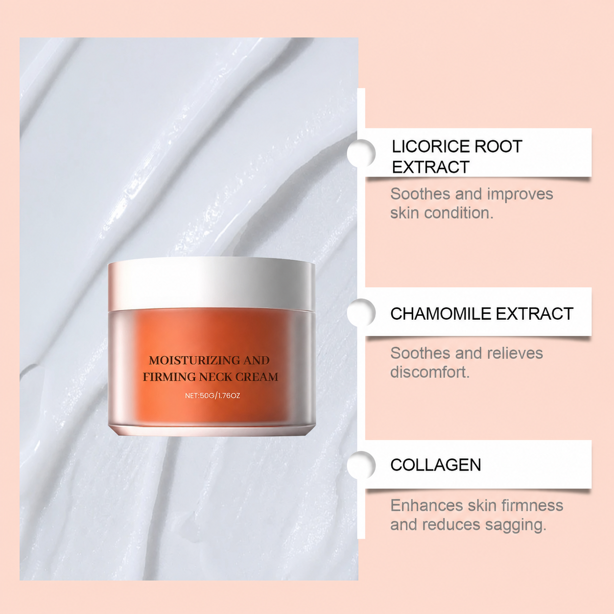 Facial wrinkle cream, which firms the face and neck skin, is also a moisturizing cream and a unisex neck cream