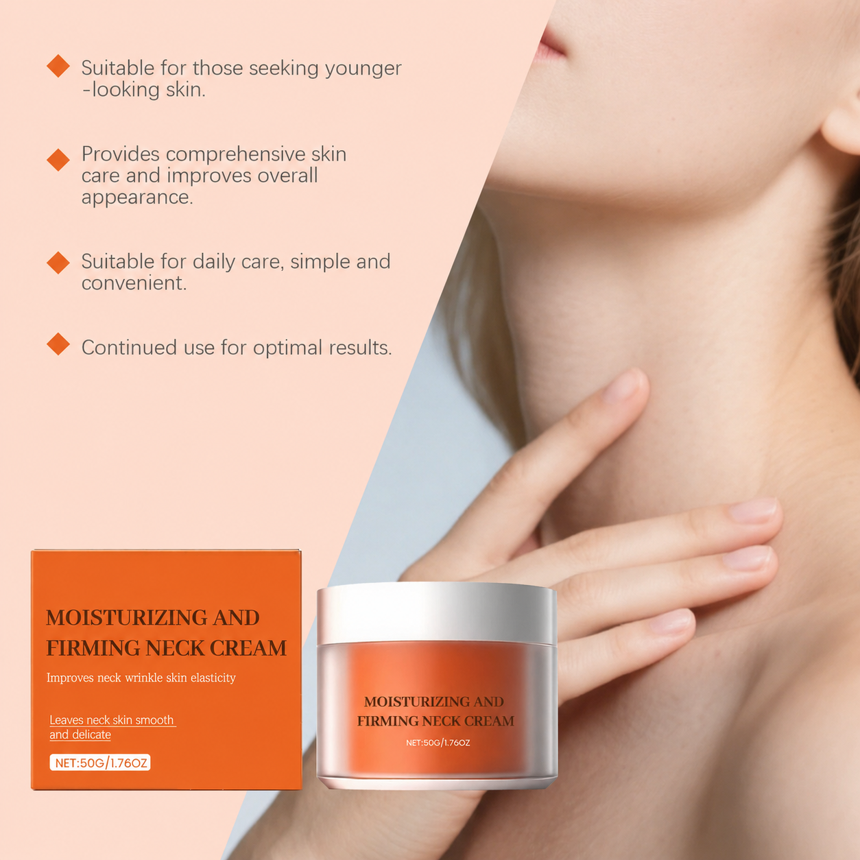Facial wrinkle cream, which firms the face and neck skin, is also a moisturizing cream and a unisex neck cream
