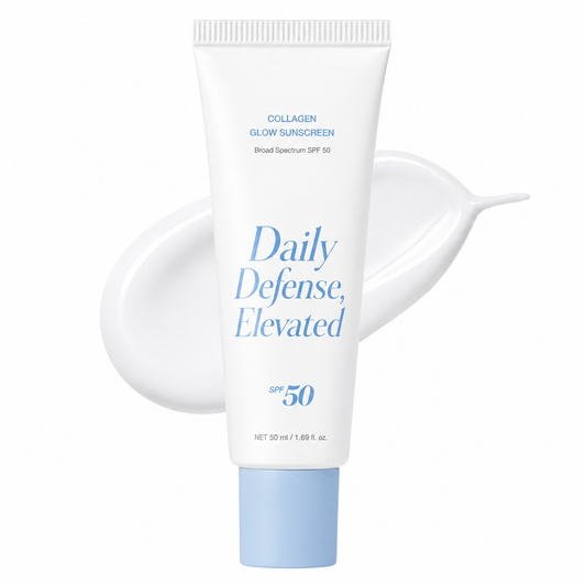 Collagen Sunscreen | SPF 50 Broad Spectrum Face Sunscreen | Lightweight, Non-Sticky, Hydrating Formula | No White Cast or Residue | Whitening effect in 10 seconds